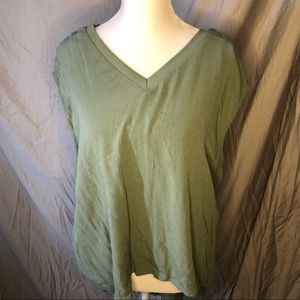 CUTE Small Olive Green V-Neck with Built in Cami!